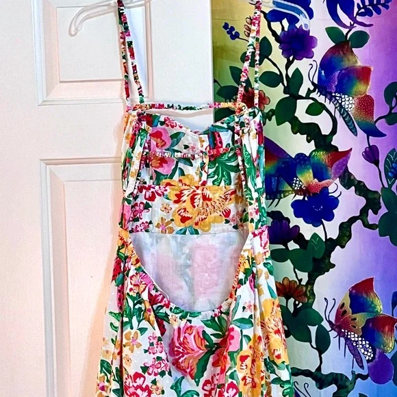 🌺🎉HP🎉🌺 NWT Farm Rio White Floral Sketch Midi Dress